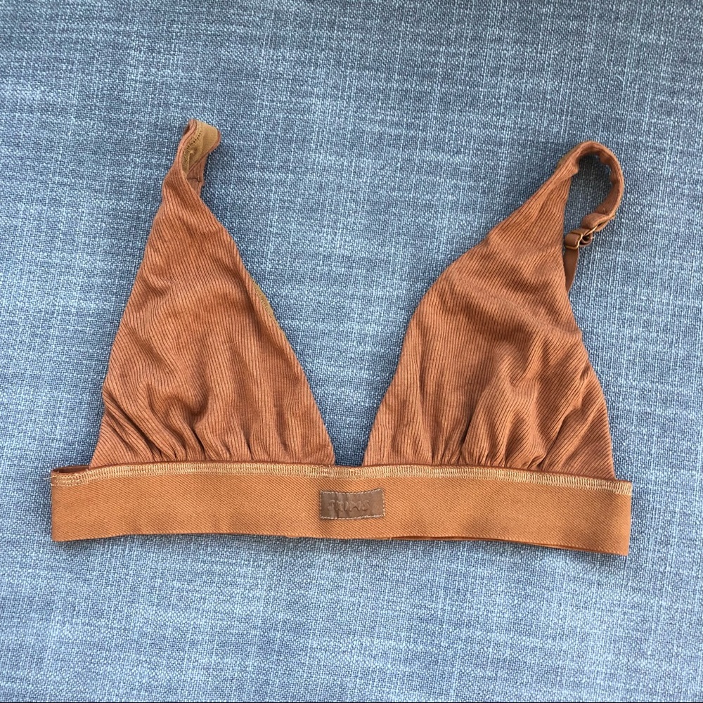 Skims Cotton Plunge Bralette - Brown